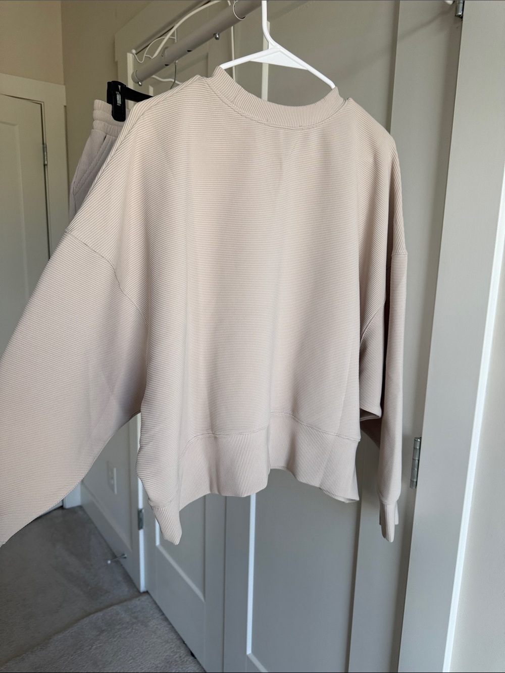 2 Piece Set Ribbed Drawstring Shorts and Top - Cream - Picture 5 of 7